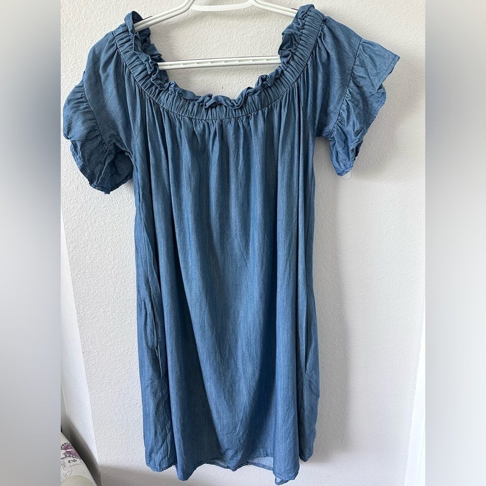 Umgee Blue Ruffled Smocked Dress